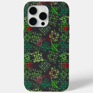 tictactoe pattern.GREEN.B2 DGrey BG iPhone 15 Pro Max Hoesje