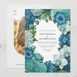 Tidal Blue, Seafoam Drift & Cloud Mint Trouwkaart Kaart