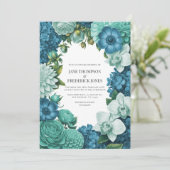Tidal Blue, Seafoam Drift & Cloud Mint Wedding Kaart (Staand voorkant)