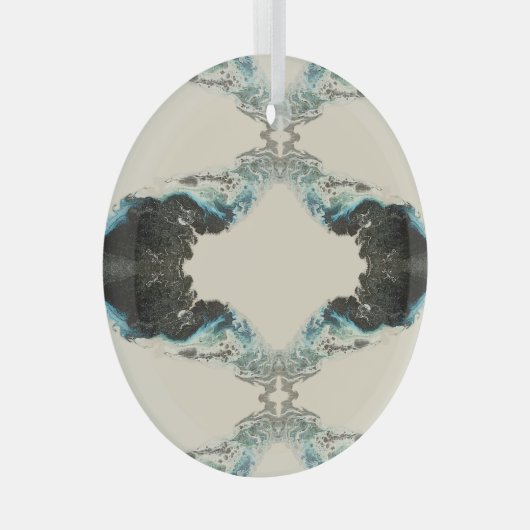 Tidal Echoes — Abstract Fluid Ink Pattern Glas Ornament (Voorkant Rechts)