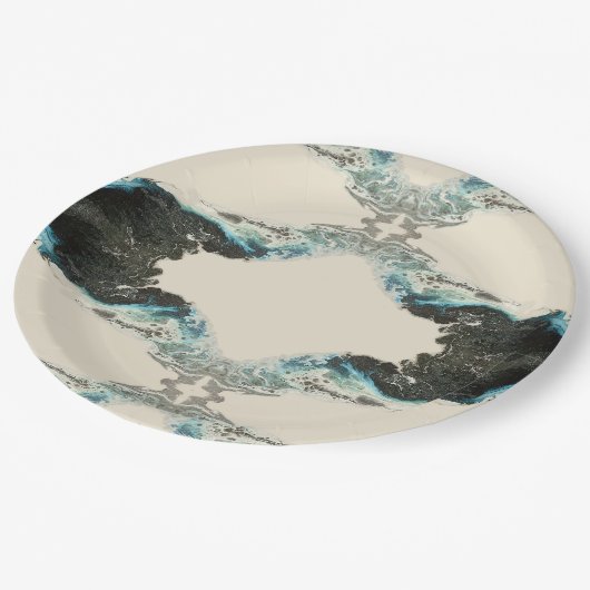 Tidal Echoes — Abstract Fluid Ink Pattern Papieren Bordje (Gekanteld)