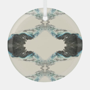 Tidal Echoes — Abstract Vloeibaar Inktpatroon Glas Ornament