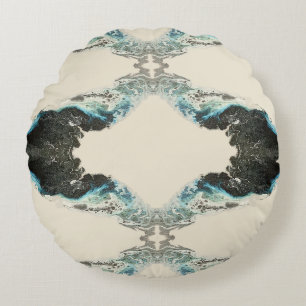 Tidal Echoes — Abstract Vloeibaar Inktpatroon Rond Kussen