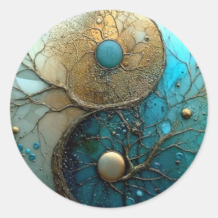 Tides of Balance Yin Yang Design Ronde Sticker