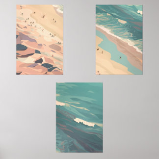 Tide's Whisper: een Boho Shoreline Reverie Muurkunst Sets