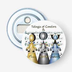 Tidings of Comfort and Joy kerstCarolers Button Flesopener
