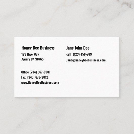 Tidy Tips & Honeybee Visitekaartje (Achterkant)