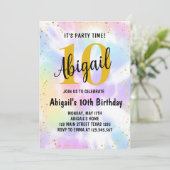 Tie Dye 10e anniversaire Invitation (Debout devant)