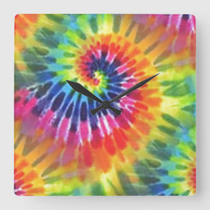 Tie Dye 2 Vierkante Klok