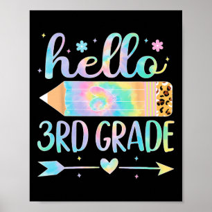 Tie Dye 3e klas terug naar school Hallo derde klas Poster