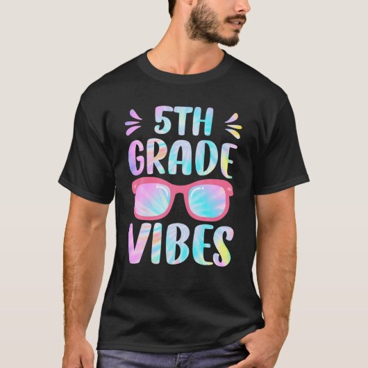 Tie Dye 5th Grade Vibes 5e Grade Squad 1e Dag T-shirt (Voorkant)