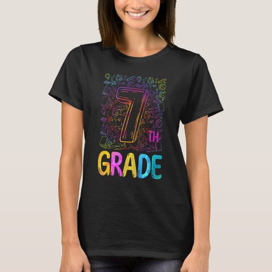 Tie Dye 7th Grade Seventh Grade Teacher Back To Sc T-shirt (Voorkant)