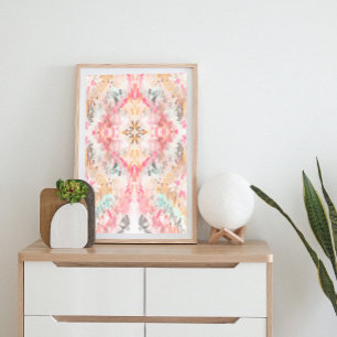 Tie Dye Abstract Art Pastel Pink Orange Boho Poster