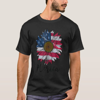 Tie Dye American Flag Sunflower 4 juli Grafisch T-shirt