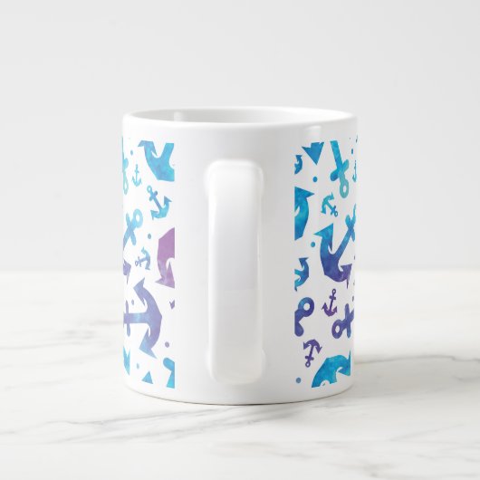 Tie Dye Anchor Pattern 2 Extra Grote Mok (Achterkant)