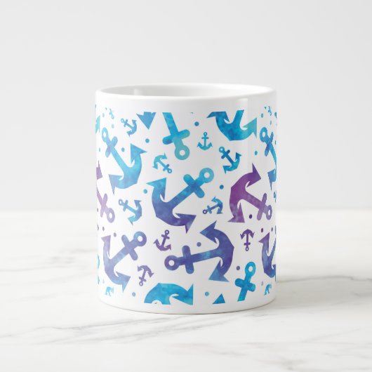 Tie Dye Anchor Pattern 2 Extra Grote Mok (Voorkant)