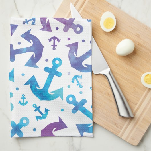 Tie Dye Anchor Pattern 2 Theedoek (Quarter Fold)