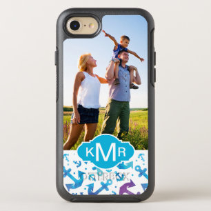 Tie Dye Anchor Pattern   Uw foto en monogram OtterBox Symmetry iPhone 8/7 Hoesje