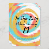 Tie Dye Anniversaire Fête Colorée Invitation (Devant / Derrière)