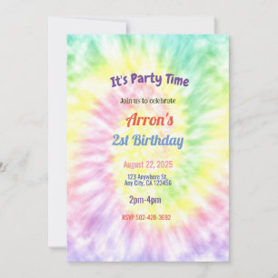Tie Dye Anniversaire Fête Invitation
