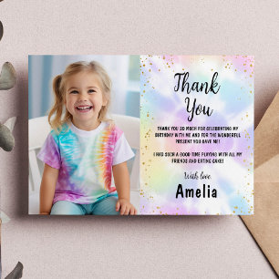 Tie Dye Anniversaire Photo Carte de remerciements