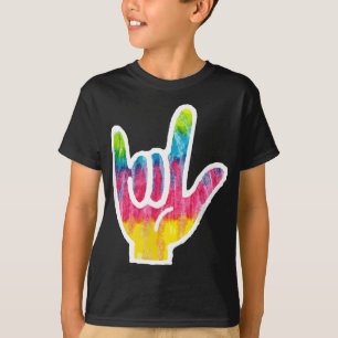 Tie Dye ASL Taal Taal Hand Symbool Gift I Love T-shirt