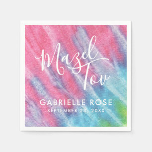 Tie Dye Bat Mitzvah Pink Mazel Tov Custom Servet