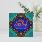 Tie Dye Batik Fractal Art Invitation Kaart (Staand voorkant)
