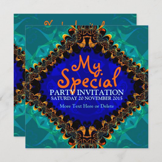 Tie Dye Batik Invitation art fractal (Devant / Derrière)