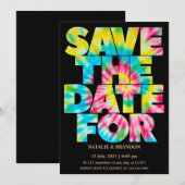 Tie Dye Bewaar de Datum Kaart (Voorkant / Achterkant)