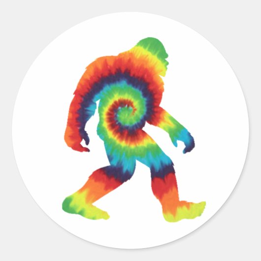 Tie Dye Bigfoot Ronde Sticker (Voorkant)