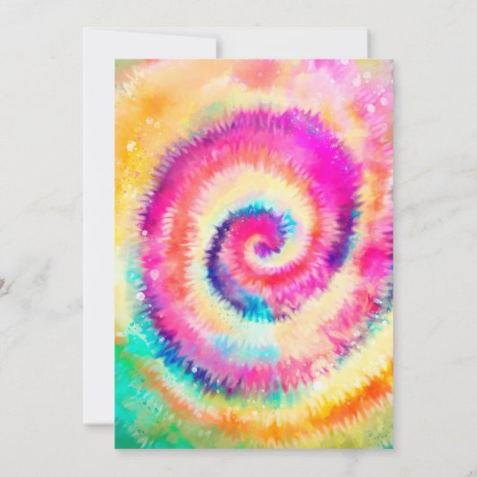 Tie Dye Birthday Party Pastel Tie Dye Hippy Party Kaart (Achterkant)
