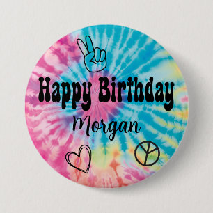 Tie Dye Birthday Party Ronde Button 7,6 Cm