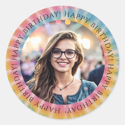 Tie Dye Birthday Photo Envelope Seal Sticker  (Devant)