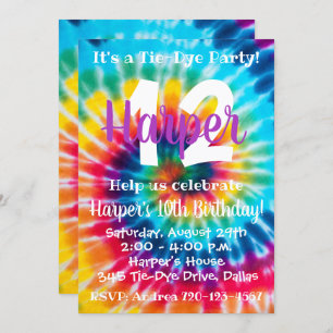 Tie Dye Birthday Uitnodiging