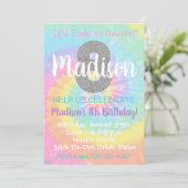 Tie Dye Birthday Uitnodiging 8e verjaardag (Staand voorkant)