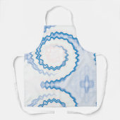 Tie dye Blauw wit werveling funky retro patroon Schort (Voorkant)