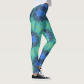 Tie Dye Blue Green Yoga Gym Exercice Leggings (Droite)