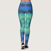 Tie Dye Blue Green Yoga Gym Exercice Leggings (Dos)