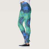 Tie Dye Blue Green Yoga Gym Exercice Leggings (Gauche)