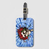 Tie Dye Blues met schedel en Rozen Bagagelabel (Voorkant (verticaal))