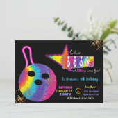 Tie Dye Bowling party, '70-jarige gloed bowling' Kaart (Staand voorkant)