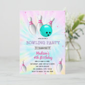 Tie dye bowling party uitnodiging (Staand voorkant)