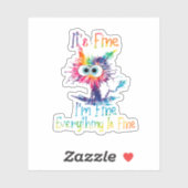 Tie Dye Cat Het is prima dat alles goed is Sticker (Vel)