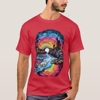 Tie Dye Coast Een Levendig Kustontwerp retro T-shirt
