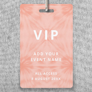 Tie Dye Coral Pink Event Festival Concert VIP Badge