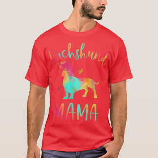 Tie Dye Dachshund Mama Colorful Doie Dog Ma L T-shirt