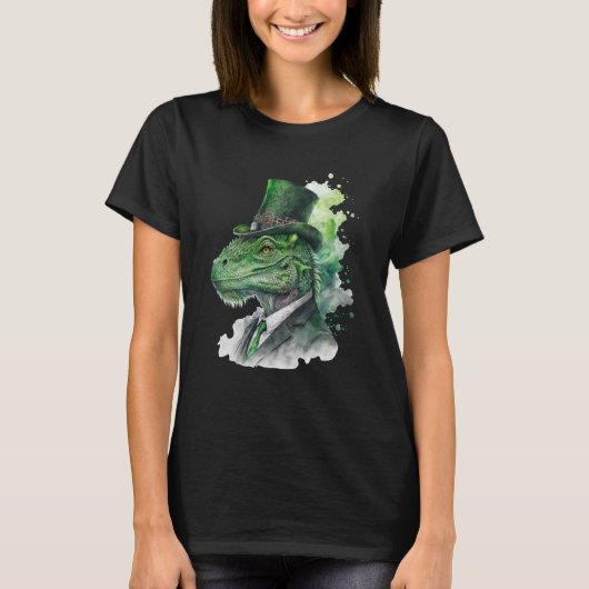 Tie Dye Dinosaur Tuxedo Leprechaun Hat St Patrick' T-shirt (Voorkant)