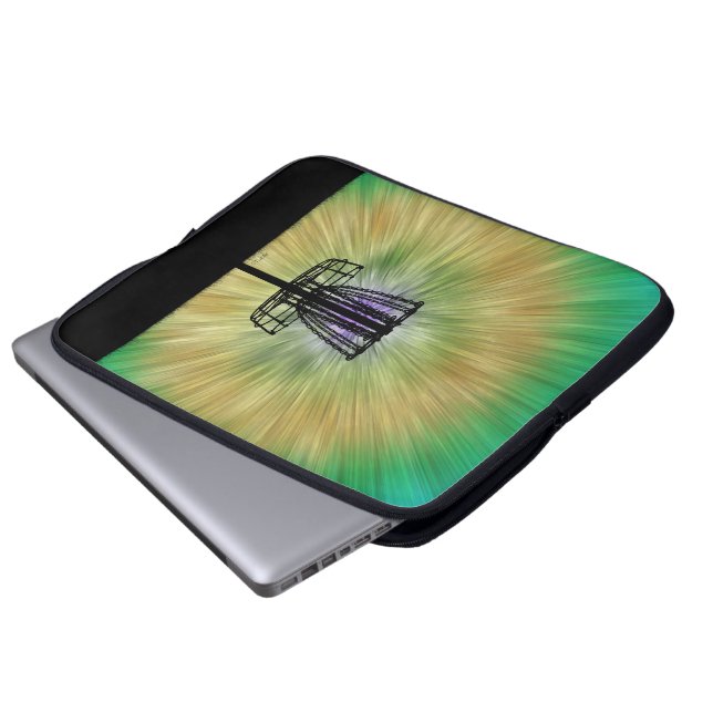Tie Dye Disk Golf Basket Laptop Sleeve (Voorkant onderkant)