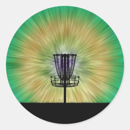 Tie Dye Disk Golf Basket Ronde Sticker (Voorkant)